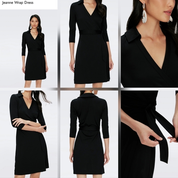 Diane Von Furstenberg Black & White Long Sleeve Animal Print Midi Wrap Dress - Picture 11 of 16